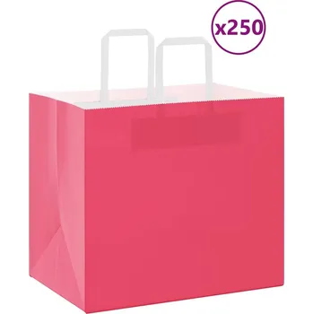 Dárková taška vidaXL Papírové tašky 250 ks s uchy 32x22x28 cm [4101904] Barva: Růžová