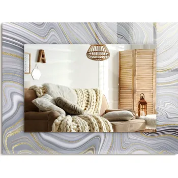 Zrcadlo Dekorativní nástěnné zrcadlo s potiskem Abstraktní mramor, 80x60 cm