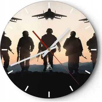 Hodiny Nástěnné hodiny do kuchyně 30x30 Militaria Skleněné hodiny do obýváku Tiché