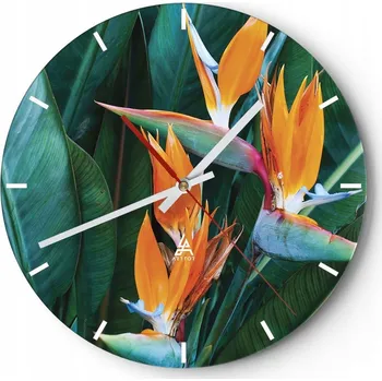 Hodiny Velké nástěnné hodiny 40x40 Botanika Skleněné hodiny Kulatý Tiché