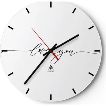 Hodiny Nástěnné hodiny do kuchyně 30x30 Typografie Skleněné hodiny do obýváku Tiché