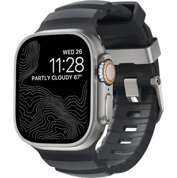 Řemínek na hodinky Nomad Rocky Point Band pro Apple Watch 49/45/44/42 mm, stříbrný/tmavě šedý