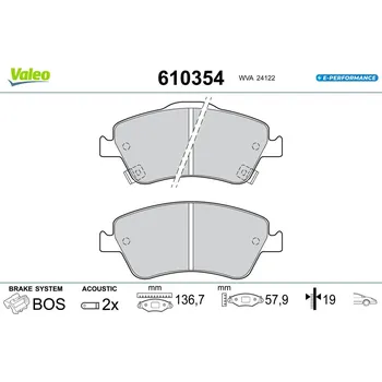 Brzdová destička Sada brzdových destiček, kotoučová brzda VALEO 610354