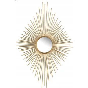 Zrcadlo ZRCADLO 98 cm KOVOVÝ RÁM ZLATÉ SLUNCE