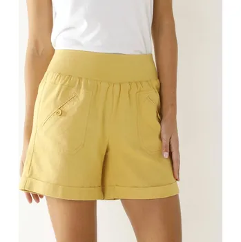 Dámské kraťasy Rovné šortky s pružným pasem okrová 36