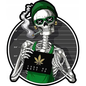 Samolepicí dekorace na vozidlo SAMOLEPKA na auto KOSTRA SKULL WEED 13x16 cm