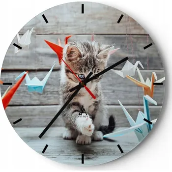 Hodiny Nástěnné hodiny do kuchyně 30x30 Zvířata Skleněné hodiny do obýváku Tiché