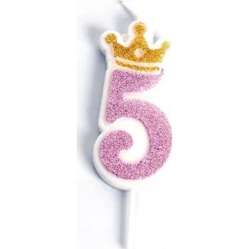 Dortová svíčka TŘPYTIVÁ SVÍČKA NA DORT NAROZENINOVÝ SE TŘPYTKAMI ČÍSLICE 5