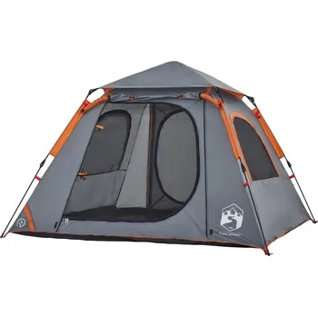 Stan OMAXI Kempingový stan kupole 4 osoby šedý a oranžový rychloupínací 492479