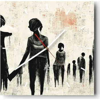 Hodiny Velké nástěnné hodiny na zeď 40x40 Ženy Skleněné hodiny Čtvercové Tiché