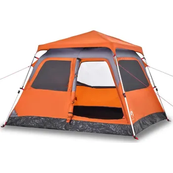 Stan OMAXI Kempingový stan kupole 4 osoby šedý a oranžový rychloupínací 475854