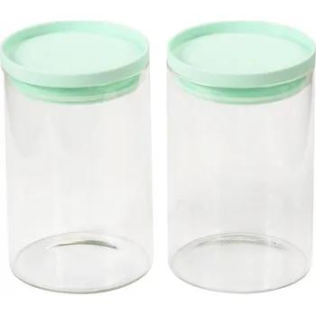 Dóza na potraviny NÁDOBA NA POTRAVINY s víkem 800 ml skleněná x2