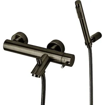 Vodovodní baterie Vanová baterie Paffoni Light se sprchovým setem 150 mm kartáčovaný černý nikl LIG023NKNSP