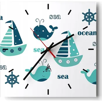 Hodiny Velké nástěnné hodiny 40x40 cm pro děti - Skleněné a tiché