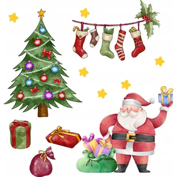 Vánoční dekorace Oboustranná nálepka na okno Opakovaně Použitelné Samolepky Vánoční dekorace 45x60