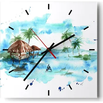 Hodiny Velké nástěnné hodiny 40x40 Krajina Skleněné hodiny Tiché