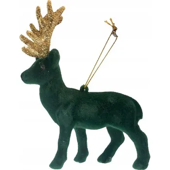 Přívěsek OZDOBA SOB Z VELURU ZELENÁ SE ZLATÝM PAROŽÍM