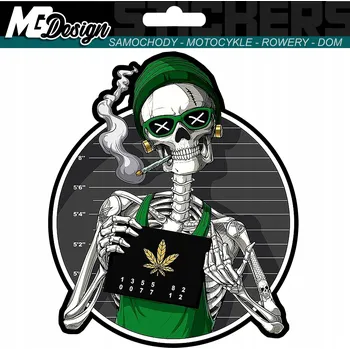 Samolepicí dekorace na vozidlo SAMOLEPKA na auto KOSTRA SKULL WEED 13x16 cm
