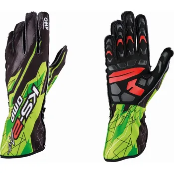 Rukavice Rukavice OMP KS-2 ART, motokárové, zelené, XL