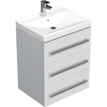 Koupelnový nábytek Koupelnová skříňka s umyvadlem SAT Cube Way 60x76,5x46 cm bílá lesk CUBE46603BIVER