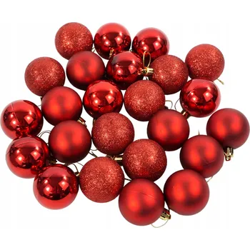 Vánoční dekorace Červené vánoční vánoční baňky 24 ks, 5 cm