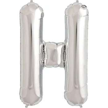 Balónek STŘÍBRNÝ BALÓNEK VE TVARU PÍSMENE 40CM STŘÍBRNÉ PÍSMENO H