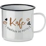 KAFE S DONÁŠKOU DO POSTELE - bílý plecháček 350 ml