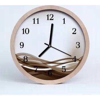 Hodiny Nástěnné hodiny z překližky - Abstraktní linie - Umění