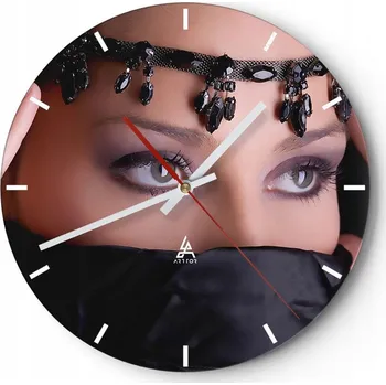 Hodiny Velké nástěnné hodiny na zeď 40x40 Žena Skleněné hodiny Kulatý Tiché