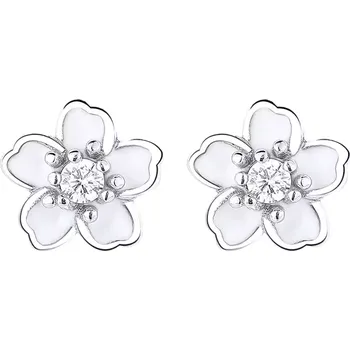 Náušnice Olivie Stříbrné náušnice BÍLÝ KVÍTEK 9378 Ag 925; ≤0,8 g.