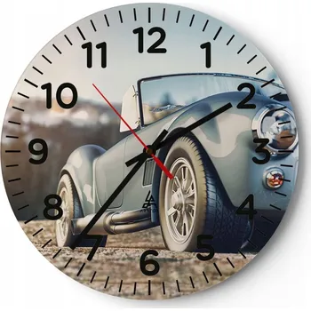 Hodiny Nástěnné hodiny do obýváku 40x40 Auto Kulatý Skleněné hodiny Loft Tiché