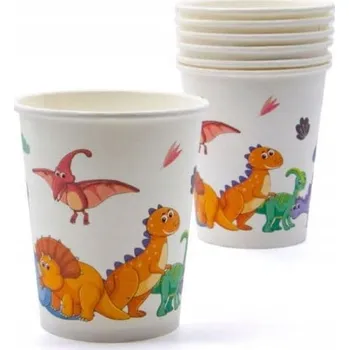 Party nádobí Papírové narozeninové kelímky s veselými dinosaury