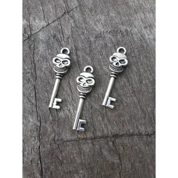 Materiál na výrobu šperku přívěsek klíč lebka 10x32 mm