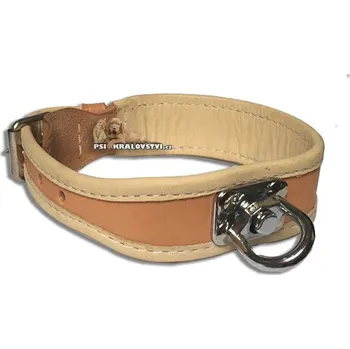 Obojek pro psa MZ - potřeby pro lovecké psy Barvářský obojek kůže podšitý Přírodní s podloženou sponou Velikost: 45cm