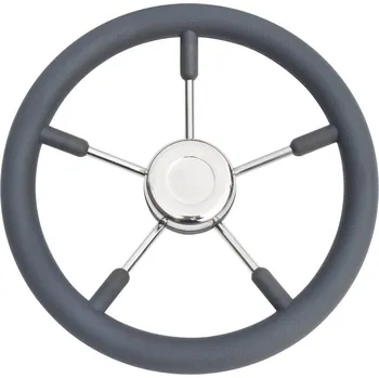 Potah na volant Savoretti Armando Šedý polyuretanový volant s 5 nerezovými paprsky, průměr 35 cm