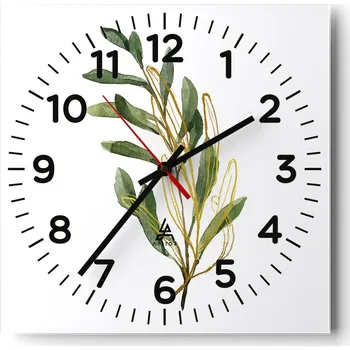 Hodiny Nástěnné hodiny do obýváku 40x40 Listy Tiché Skleněné hodiny Bez hlučnosti