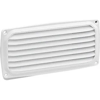 Větrací mřížka Plastová větrací mřížka v bílém provedení, rozměr 206 x 106 mm