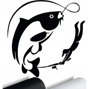 Samolepicí dekorace na vozidlo NÁLEPKA na auto Rybář Rybaření RYBA 15x15 cm