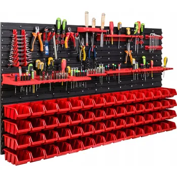Obraz Dílenská stěna na nářadí 156x78 cm + 60 boxů/úložných nádob