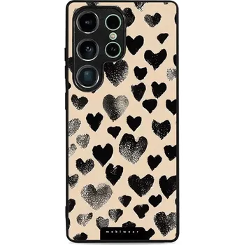 Pouzdro na mobilní telefon Lesklý kryt Mobiwear Glossy - Samsung Galaxy S25 Ultra - GA51G Černá srdíčka (Prémiové lesklé pouzdro, obal, kryt Mobiwear Glossy na mobil Samsung Galaxy S25 Ultra - GA51G Černá srdíčka, materiál Plast + TPU silikon - krytí po všech stranách, neošoupateln