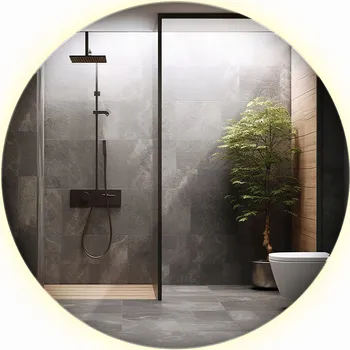 Zrcadlo Zrcadlo LED Broušené do Šatny Podsvícené LED Kulaté Bez Rámu 90 cm