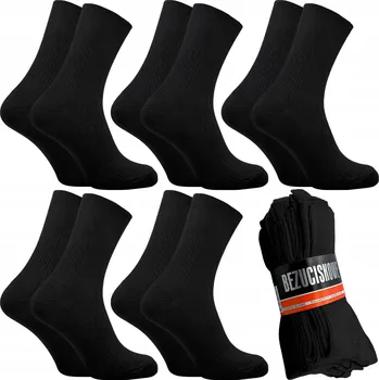 Pánské ponožky 5x PONOŽKY ČERNÉ BEZTLAKOVÉ BAVLNĚNÉ POLSKÉ 41-43