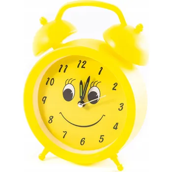 Budík ŽLUTÝ BUDÍK PRO DĚTI SMAJLÍCI