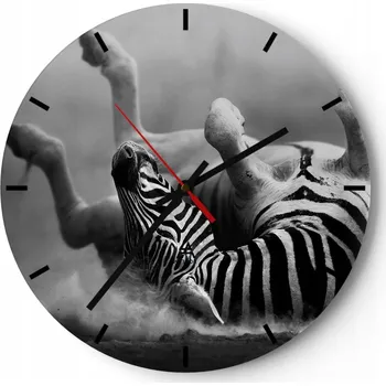 Hodiny Velké nástěnné hodiny 40x40 cm Zvířata Skleněné hodiny Kulatý Tiché
