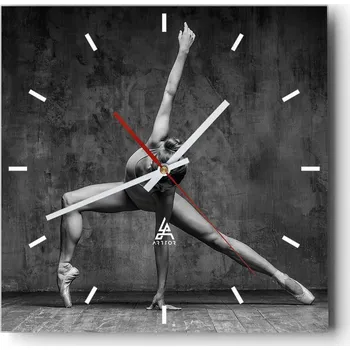 Hodiny Nástěnné hodiny do kuchyně 30x30 Gymnastika Stylové hodiny na skle Loft Tiché