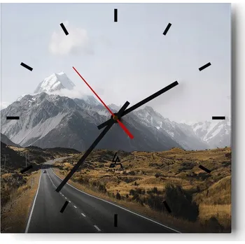 Hodiny Velké nástěnné hodiny 40x40 Krajina Skleněné hodiny Tiché