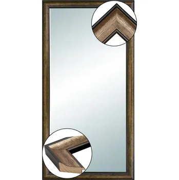 Zrcadlo Zrcadlo v DŘEVĚNÉM rámu 100x40 ZLATÉ MĚDĚNÉ