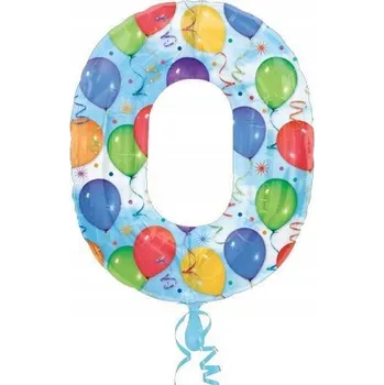 Balónek Balón, fóliový "0" multikolor