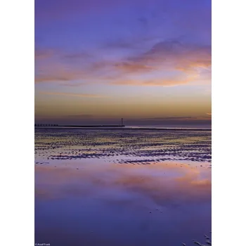 Obraz Plakát Východ slunce na pláži bez rámu 20,5 x 28,4 cm