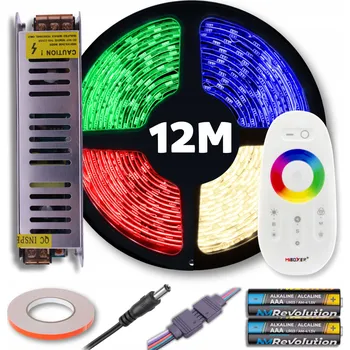 LED páska SADA RGB LED pásek barevný + neutrální bílá s dálkovým ovládáním a napájecím zdrojem 12M